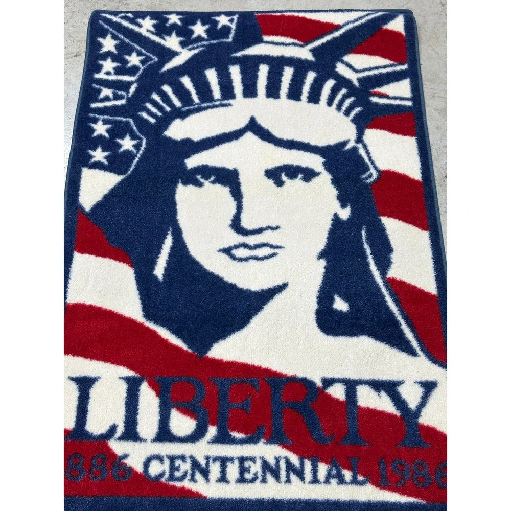 VTG Liberty Centennial 1886-1986 Throw Rug Red‎ White Blue Statue Of Liberty USA